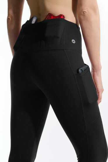 Alexo Women's 7/8 Concealed Carry Leggings in black, rear view with pockets.